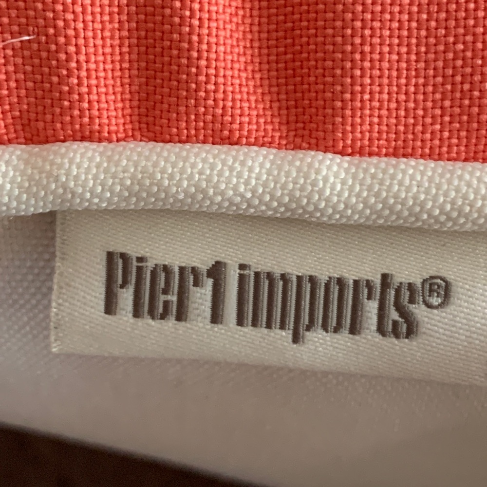 NEW PIER ONE Decorative accent rectangle pillow with tassels; salmon/coral color - Picture 7 of 10